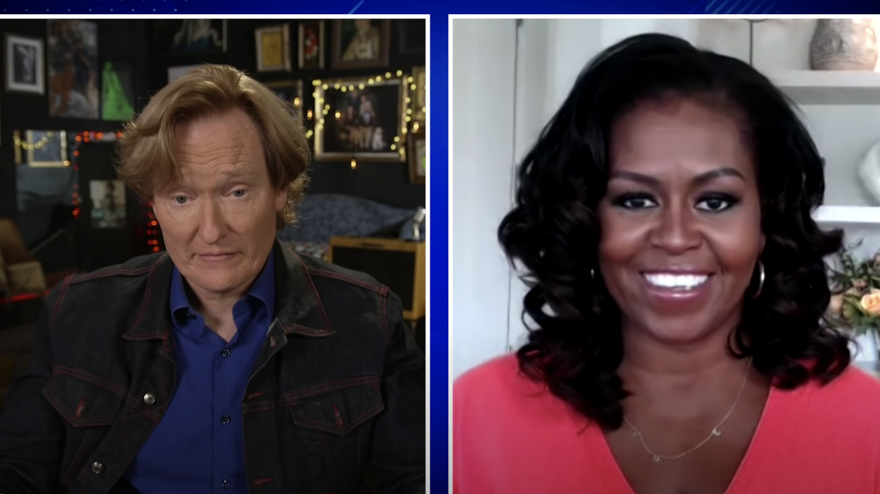 Conan O'Brien & Michelle Obama Crash A Zoom Call To Help Get Out The Vote